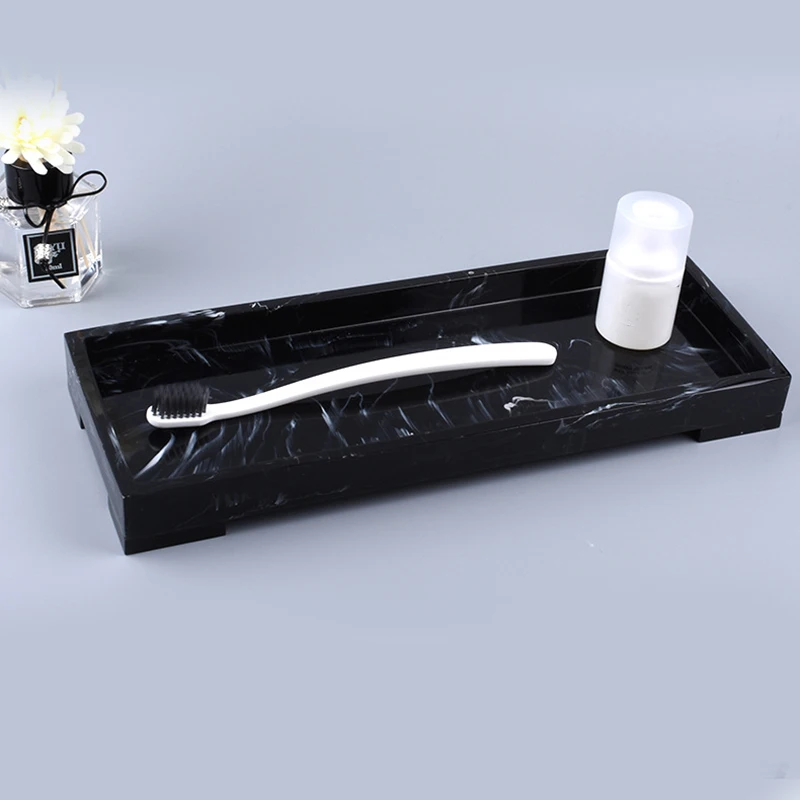 Vanity Tray Black Bathroom Vanity Countertops Toilet Tank Storage Tray, New Home Marble Stone Tray, Organizer Tray for Cl
