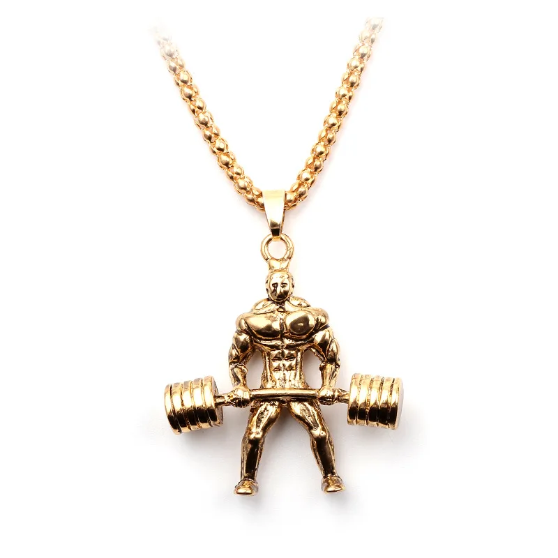 

New Classic Charm Sport Style Dumbbell Pendant Fitness Necklace Weight Lifting Pendant Necklace Suitable for Male Fitness Lovers