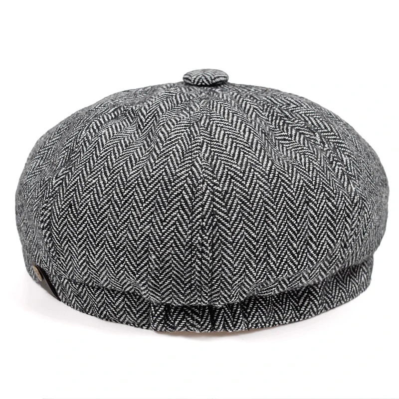 2019 new Retro Newsboy Caps Men Octagonal Hats Black British Painters Hats Autumn Winter Berets Herringbone Flat Caps kangol tropic monty