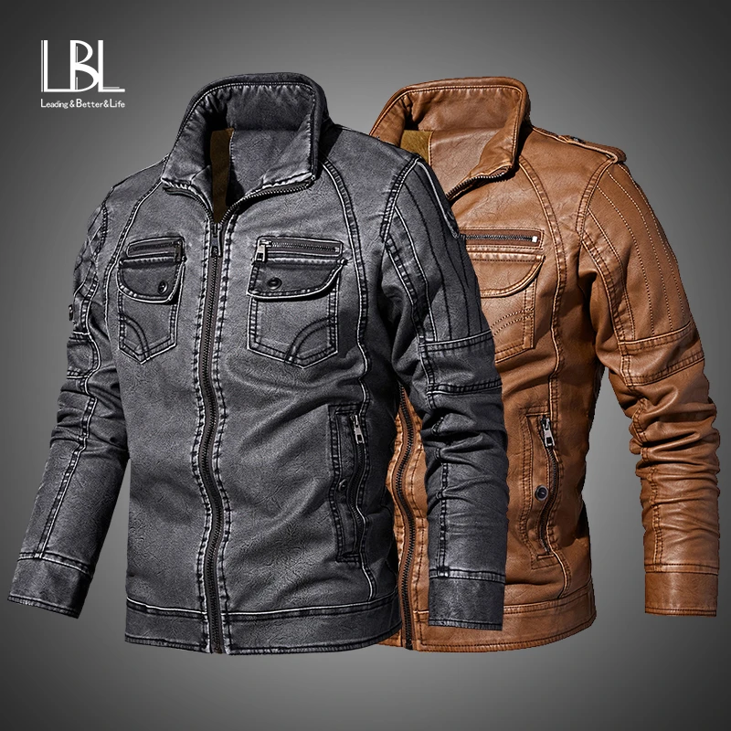 Chaquetas de cuero calientes de invierno para hombre 2019 chaqueta militar hombre de bombardero clásicas de motocicleta de para hombre Abrigos gruesos de lana|Chaquetas| - AliExpress