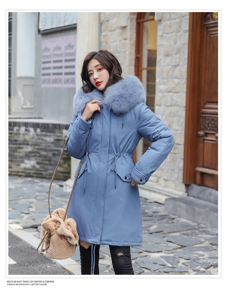 Новинка, зимний теплый пуховик с капюшоном, женское повседневное длинное пуховое пальто, женская утепленная хлопковая парка, верхняя одежда, корейское пальто