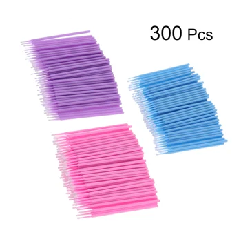 

300pcs Disposable Micro Applicator Brushes Eyelash Extension Cotton Swab Eyelash Micro Brush (100pcs Size L Light Blue + 100pcs