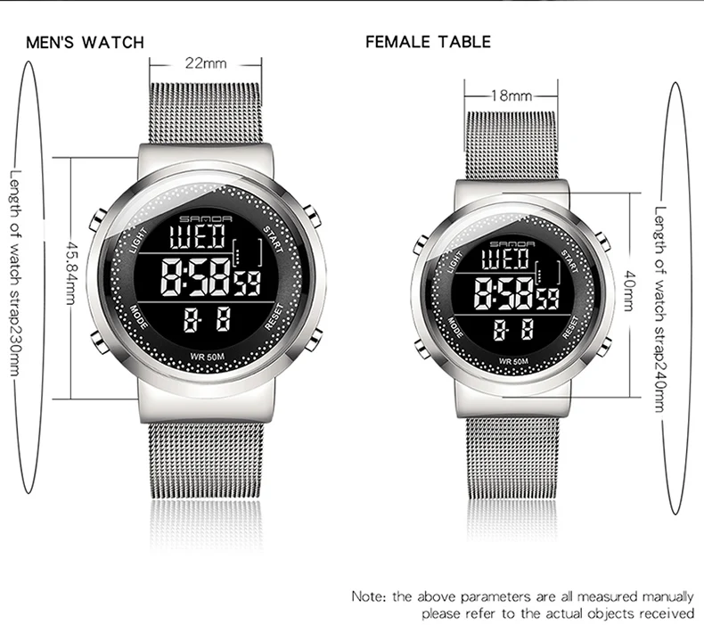SANDA новые парные часы из нержавеющей стали сетчатые часы 50 м водонепроницаемые японские оригинальные часы с аккумулятором dight