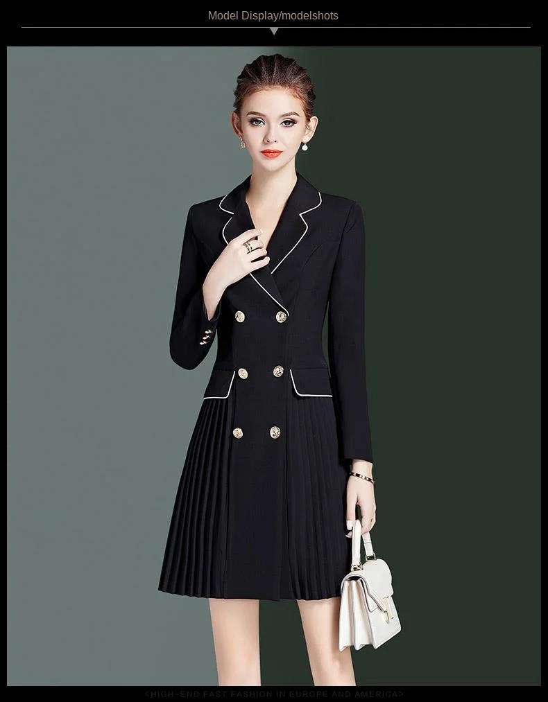 High-end elegant dress female new fashion temperament autumn 2023 women's button dress suit