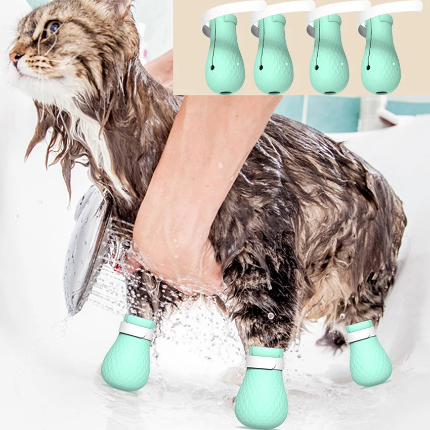 

Adjustable Pet Cat Paw Protector for Bath Soft Silicone Anti-Scratch Shoes Cat Grooming supplies Checking Cat Paw Cover