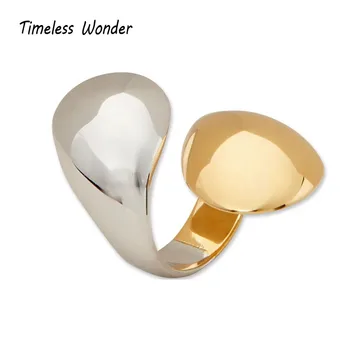 

Timeless Wonder Brass Geo Two Tone Twist Leaf Stackable Rings Women Jewelry Punk Cocktail Gothic Runway Ins Designer Top 1437
