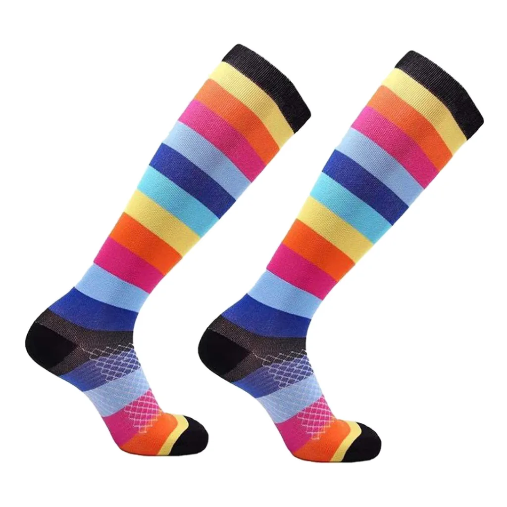 Женские разноцветные Компрессионные носки для бега и бега - Цвет: Rainbow XL L