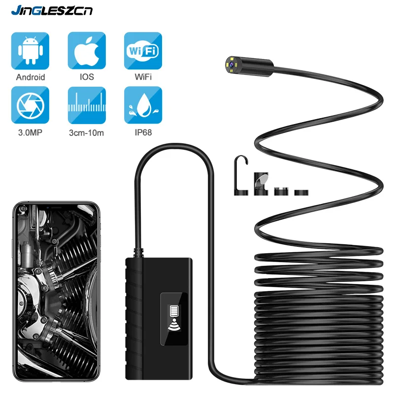 Achat Endoscope sans fil caméra WiFi endoscope Inspection Autofocus 3.0 MP HD serpent caméra Endoscope pour iphone Samsung, tablette, Meizu