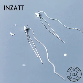 

INZATT Elegant Real 925 Sterling Silver Chain Tassel Minimalist Butterfly Dangle Drop Earrings For Fashion Women Fine Jewelry