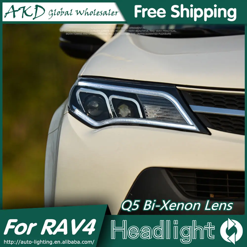 АКД автомобильный Стайлинг для Toyota RAV4 светодиодный фары 2014 2015 Новинка DRL Bi Xenon