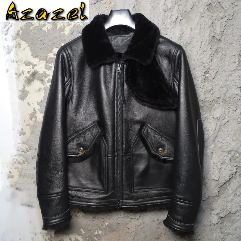 

Azazel Real Sheepskin Men Clothing 100% Cowhide Leather Jacket Mens Clothes Winter Coat Warm Jackets Chaqueta Hombre LXR513
