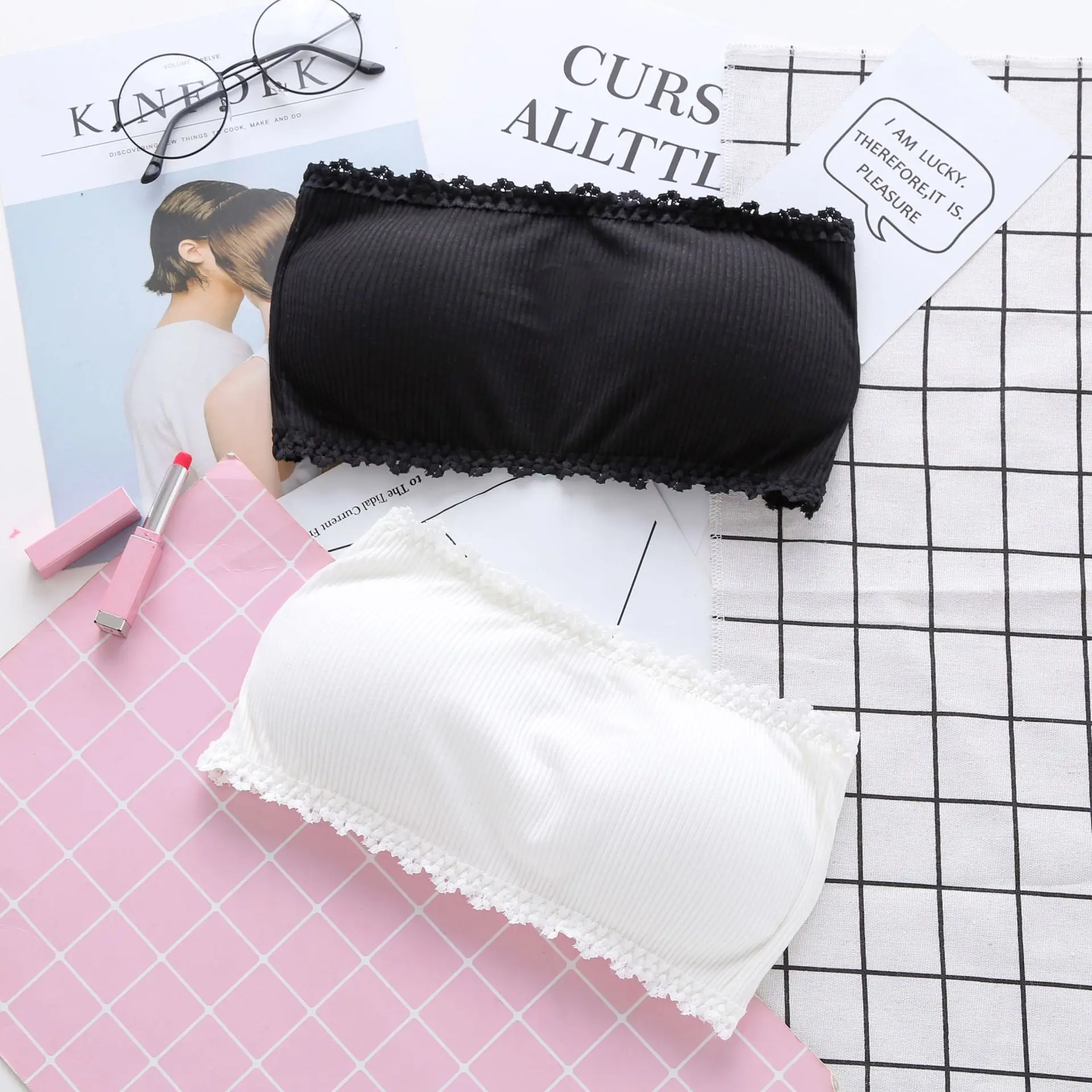 Elastic Cotton Women Tube Top Bra High Quality Strapless Top Bandeau Removable Chest Padded Tube Bra Top Female For Small Chest
