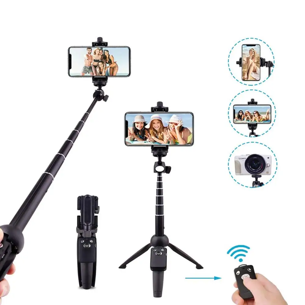 

Selfie Stick Tripod Bluetooth, 40 Inch Extendable Flexible Selfie Stick with Detachable Remote for iPhone Xiaomi Smartphone