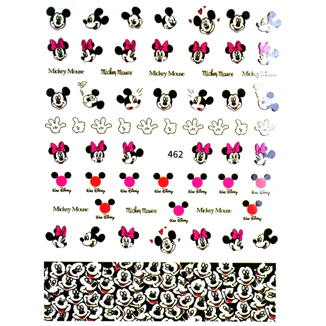 1PCS Disney Cartoon Anime Collection Star Design Nail Sticker Mickey Mouse Donald Duck Lion King Mermaid Stitch Nail Slider DD462