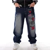 Plus Size Waist 30-46 inch Pattern Printed Loose Hip Hop Jeans Men European American Style Brand Hip-hop Trend Denim Pants 1