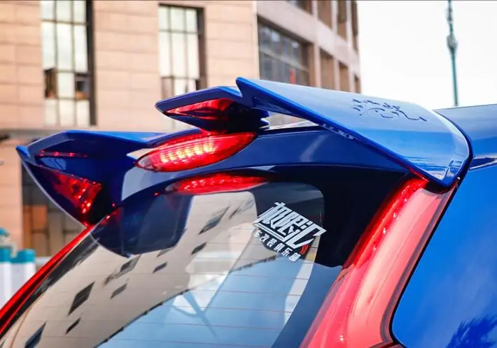 Для Honda Fit Jazz ABS пластиковый Неокрашенный Грунтовка Цвет сзади крыша багажника крыло для губ спойлер для автомобиля