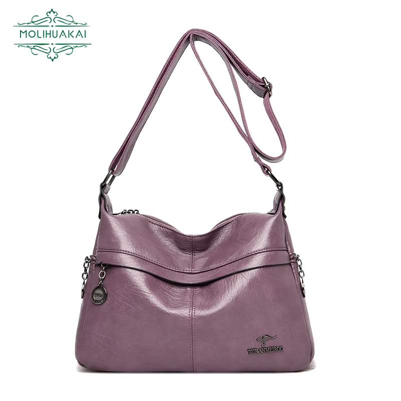 

2021 New Fashion Ladies Pu Leather Shoulder Bag Retro Trend Girl Messenger Bag Soft Leather Design High-quality Travel Backpack