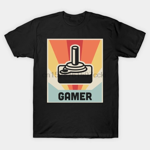 Men tshirt GAMER Vintage 70s Retro Game Poster Gamer T Shirt Printed T-Shirt tees top |