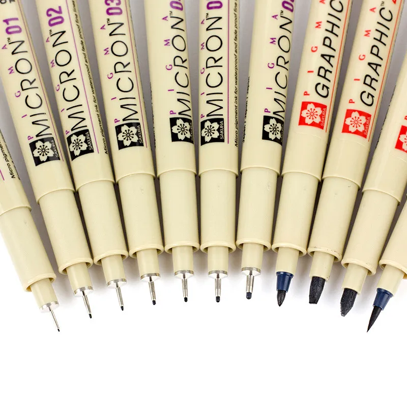Bolígrafo Pigma Micron de color negro, pluma de aguja de dibujo de diseño a mano impermeable, suministros de pluma Fineline, 1 Uds.