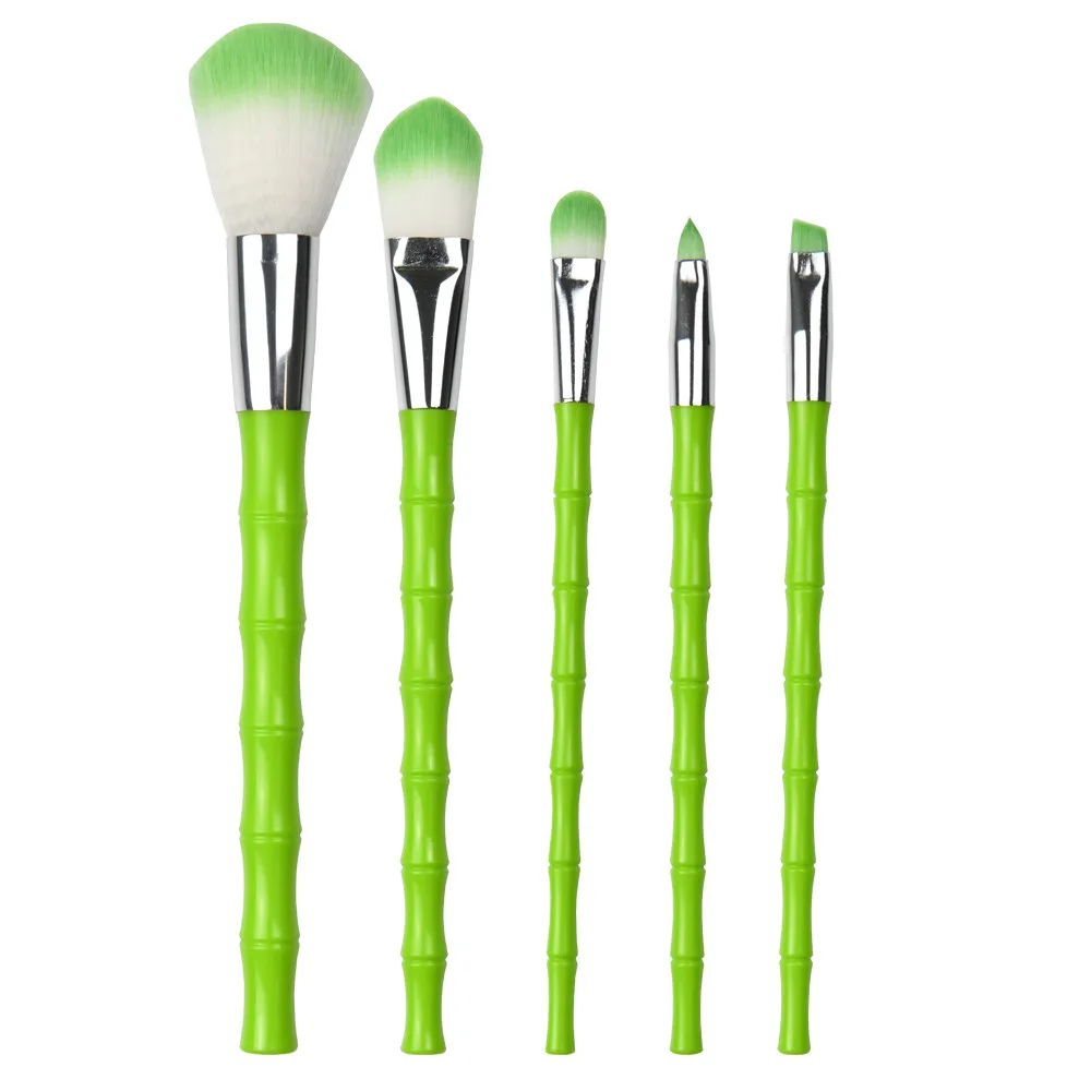 

BIS-5 Cosmetic Bamboo-Imitation Resin Handle Powder/Blusher/Highlight/Foundation Makeup Brush 5PC/Set