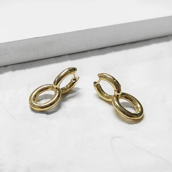 

Peri'sBox Gold Color Double Circle Hoop Earrings O Shape Geometric Earrings for Women Minimalist Brass Earrings 2020 Hot Jewelry