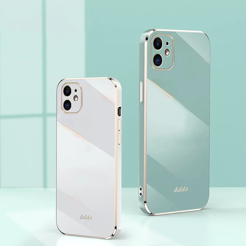 Custodia Placcata Con Cornice Quadrata Per Iphone 12 Pro Max 12Mini Bling Oro Per Iphone 12 Custodia Placcata Colore Iphone 12 Fundas Cover