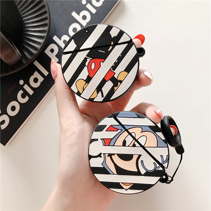 

cute 3D cartoon stripe mickey funny Silicone soft headset case For Apple new Airpods 1/2 Cover Wireless Bluetooth Earphone case