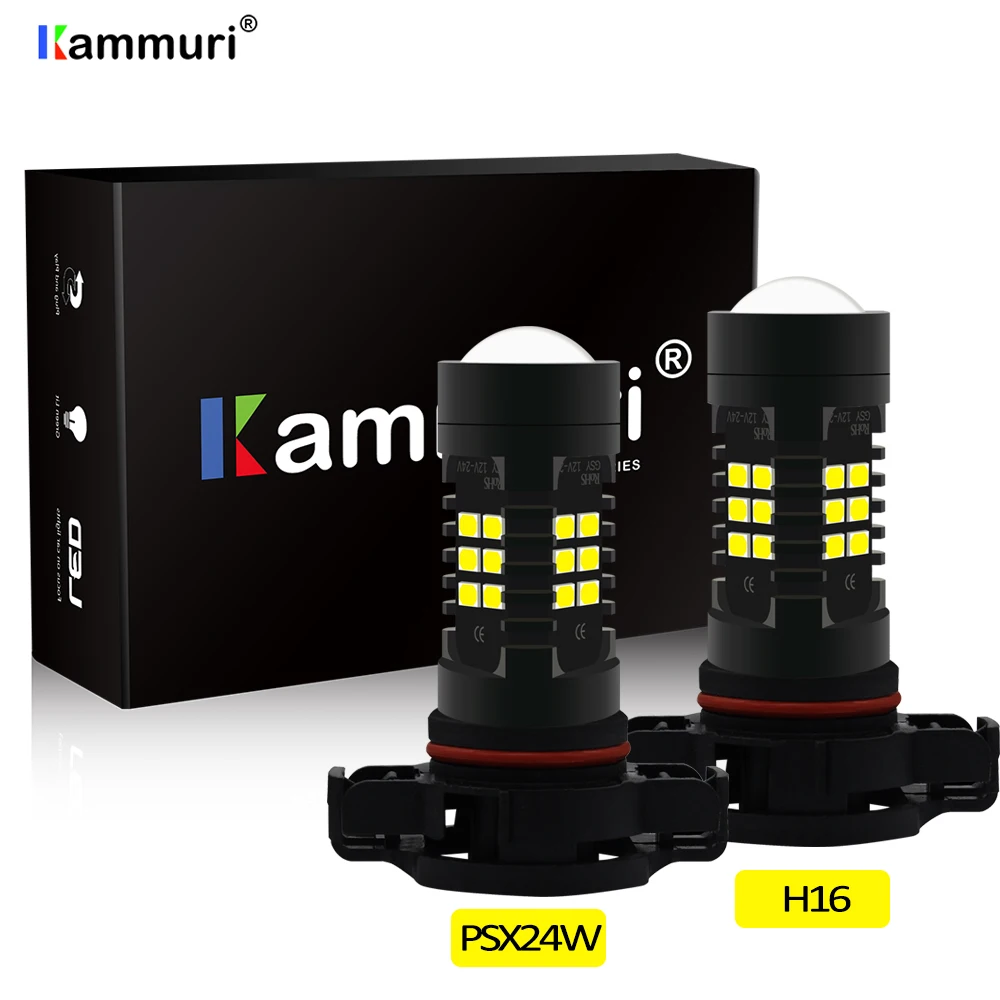 KAMMURI H16 5202 PS19W светодиодный PSX24W светодиодный Противотуманные фары лампы 2835SMD 6000 К вождение автомобиля ходовой огонь автоматические светодиоды задние габаритные огни 12В Белый Янтарный красный