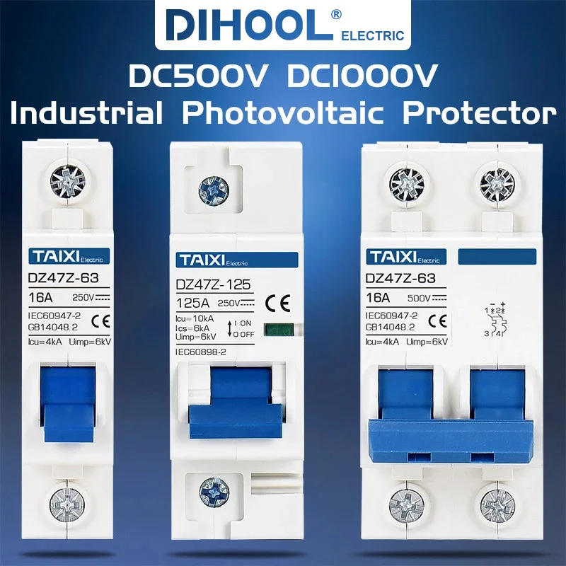 Solar Photovoltaic DC Circuit Breaker & Disconnect Switch, 10A to 125A Capacity, 500V/1000V