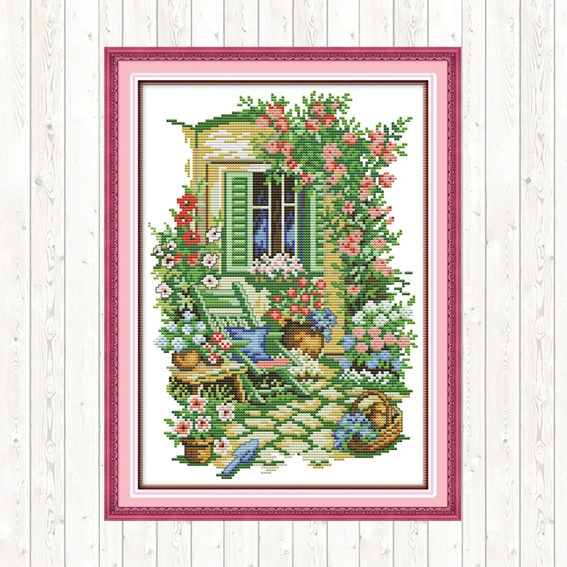 

Joy Sunday Cross Stitch Kits Embroidery Needlework Sets DMC 14CT 11CT Water-soluble Canvas for Embroidery Kit Printed on Canvas