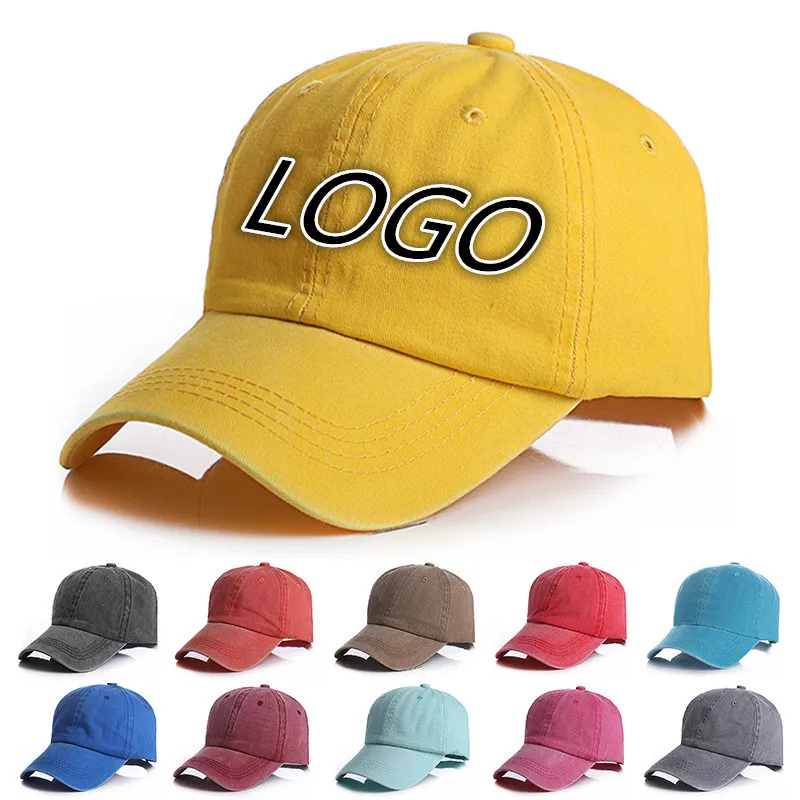 Custom Baseball Cap Vintage Distressed Washed Cotton Dad Hat Cotton Snapback Cap Hip Hop Cap Embroidery or Print logo