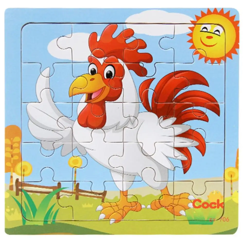 Cock Мини 3D головоломка детская головоломка 20 частей древесный лес форма животного история головоломка ИОМ для детей головоломка обучающая игрушка - Цвет: Cock