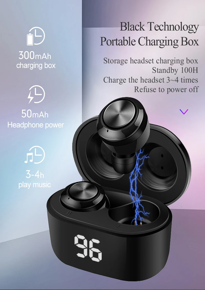 A6 TWS 5 0 Bluetooth Earphone Wireless Headphone IPX4 Waterproof Stereoe Earbuds Micophone Headest Mini 300mAh Gaming earphone