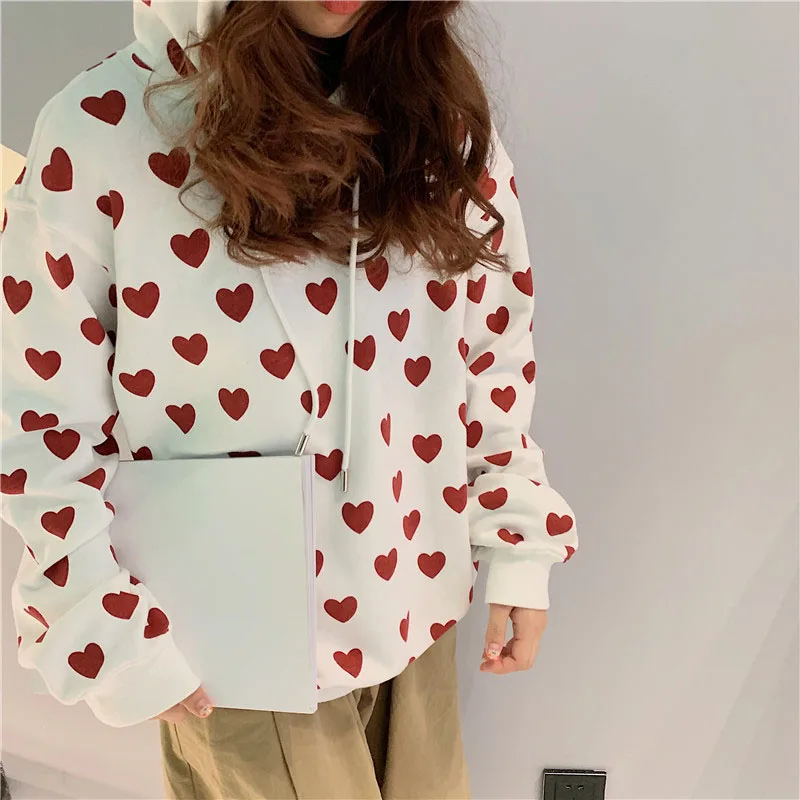 Корейское милое плотное пальто Kawaii Толстовка Женская Harajuku повседневные топы женские зимние пуловеры с длинными рукавами женские толстовки