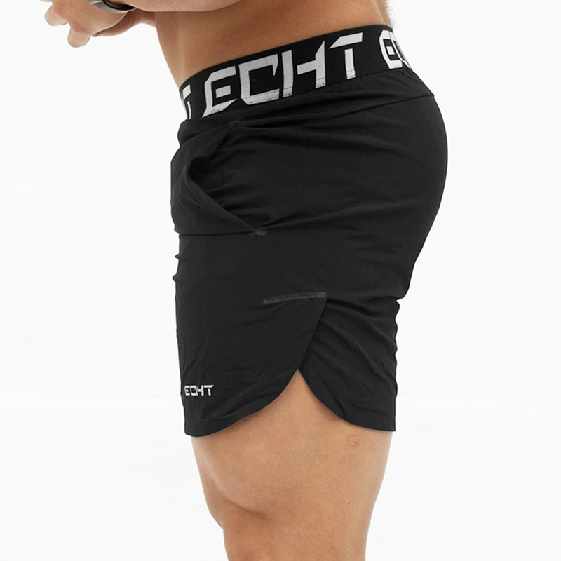 2019 Summer Black Polyester shorts Mens Fitness Bodybuilding Breathable Quick Drying Shorts Gyms Men Casual Joggers Shorts