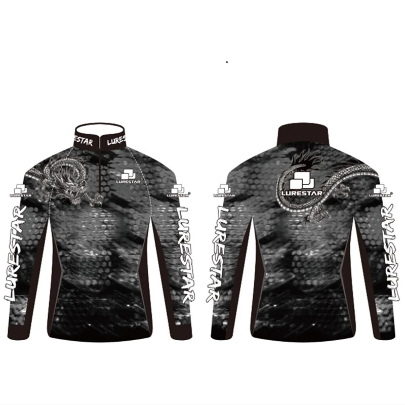 Long Sleeve Dragon Летняя мужская одежда для рыбалки, ледяная шелковая Солнцезащитная дышащая быстросохнущая длинная рубашка с коротким рукавом для рыбалки, Морская рыбалка на открытом воздухе, одежда - Цвет: Long Sleeve Dragon