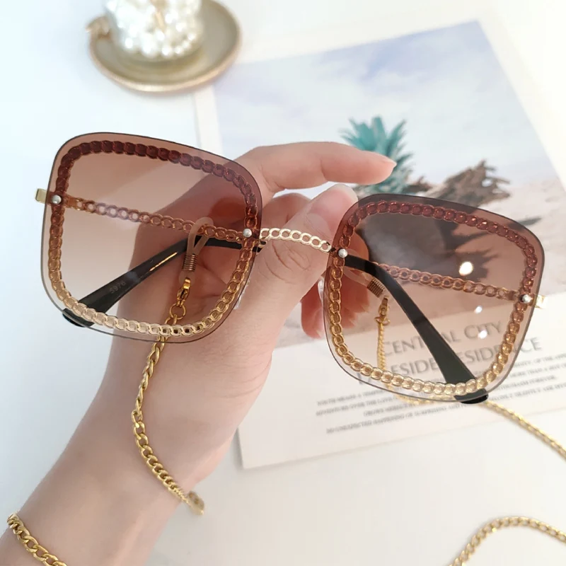 Sunglasses Chain Women Luxury  Square Chain Sunglasses Women