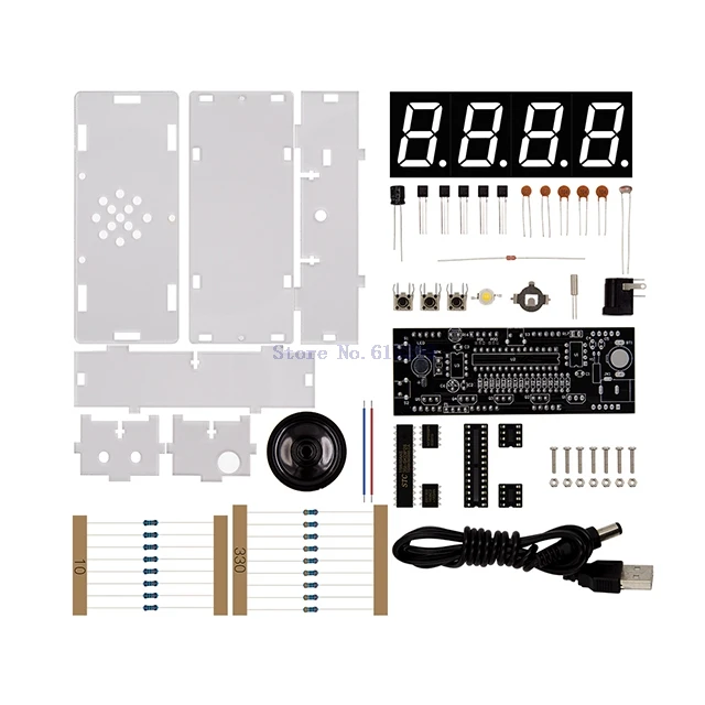

A2-- Digital Clock DIY Kit Compact 4-digit DIY LED Electronic Clock Microcontroller Light Control Temperature Date Time Display