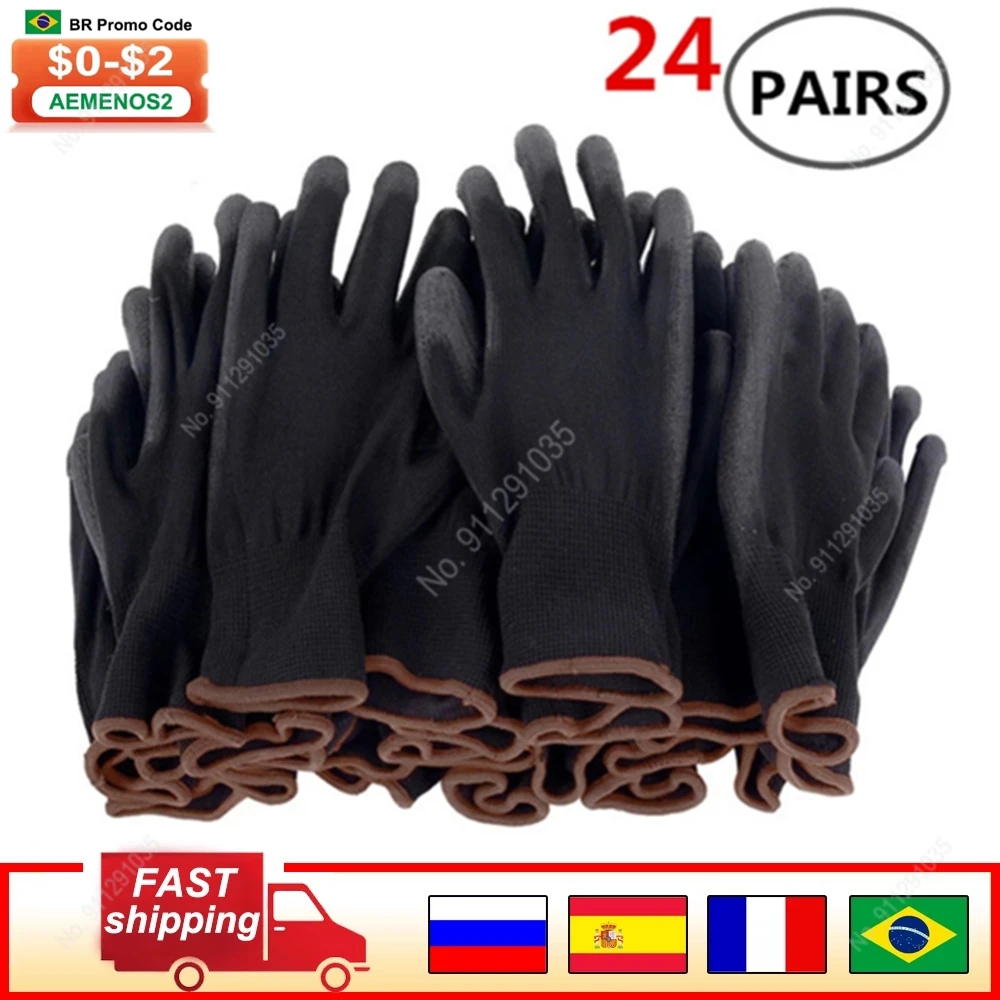PU nylon safety coating gloves gardening work protection construction workers protective machinery | Безопасность и защита