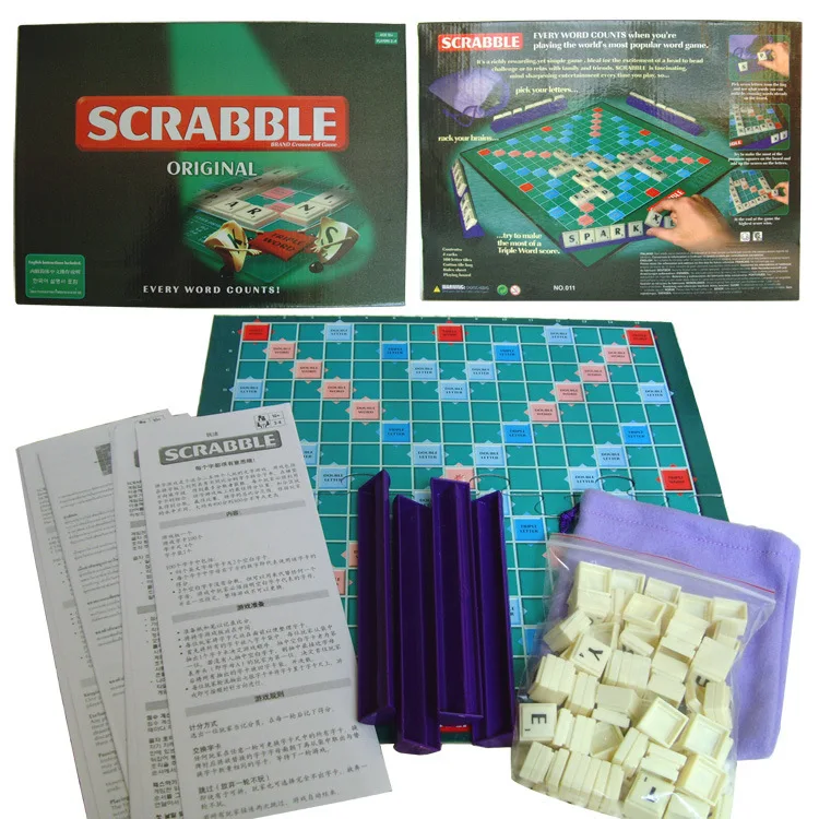 

Educational Children Tabletop Game Scrabble English Lettered Spelling Game Scientific And Educational Toy Hot Sales