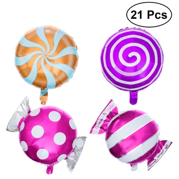 

21pcs Sweet Candy Balloons Set Round Lollipop Foil Balloon for Birthday Wedding Party Decoration