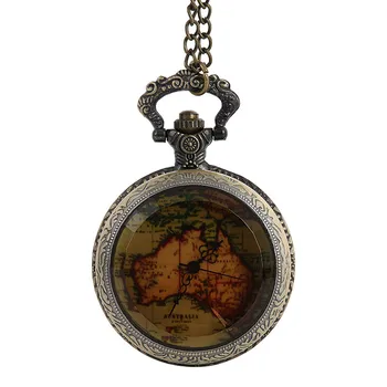 

Map Pocket Watch Vintage Chain Retro The Greatest Pocket Watch Necklace For Grandpa Dad Gifts reloj de bolsillo карманные часы