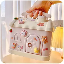 Hucha Kawaii con cerradura, organizador grande, caja de almacenamiento, regalo para chicas lindas, ahorra dinero, cambia monedas, hucha para niños, decoración de escritorio para habitación