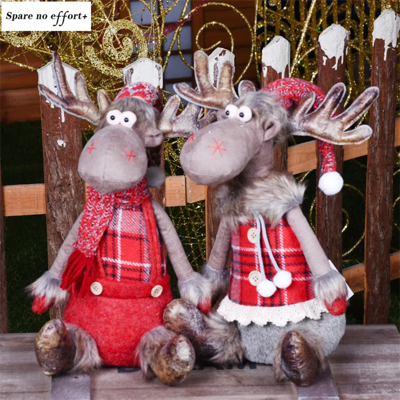 Prezzo Decorazioni di natale per la Casa Rosso Alce Bambole di Nozze Nuovo Anno di Natale Decor Bella Figure Seduta Giocattoli Per Bambini Regalo di Festival Kerst