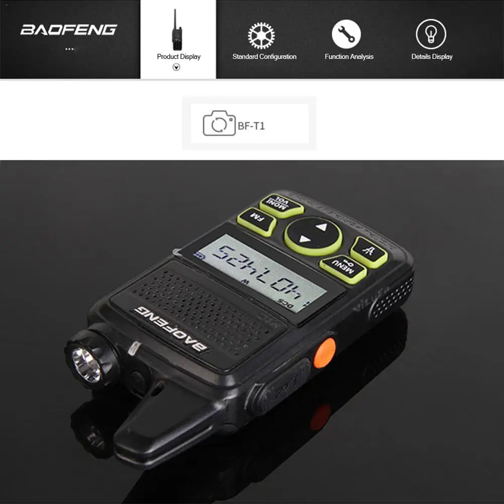 Baofeng BF-T1 мини-bluetooth-рация UHF портативный двухстороннее радио FM функция Ham Радио Baofeng USB HF трансивер