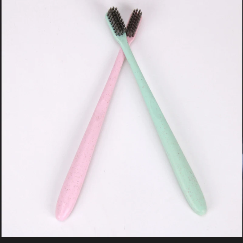 Naturel Toothbrush Wheat Straw Bamboo Charcoal Small Head Toothbrush Travel Portable Adult Soft Brush With Travel Case