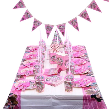 

LOL surprise dolls Birthday Party Sets Party Decoration Supplies Holiday Cup Plate Spoon Cake Stand Activity Event Kids Gifts