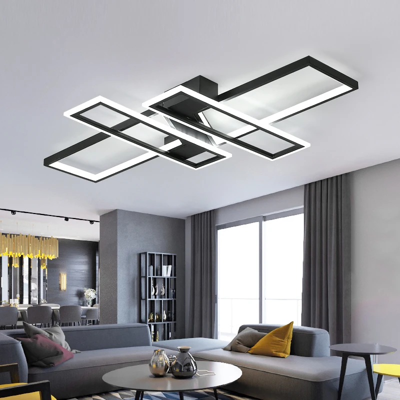Modern LED Chandeliers Lighting Fixtures for Living Room Bedroom Kitchen Home With Remote Control Black Lustre Ceiling Lamp afbeelding