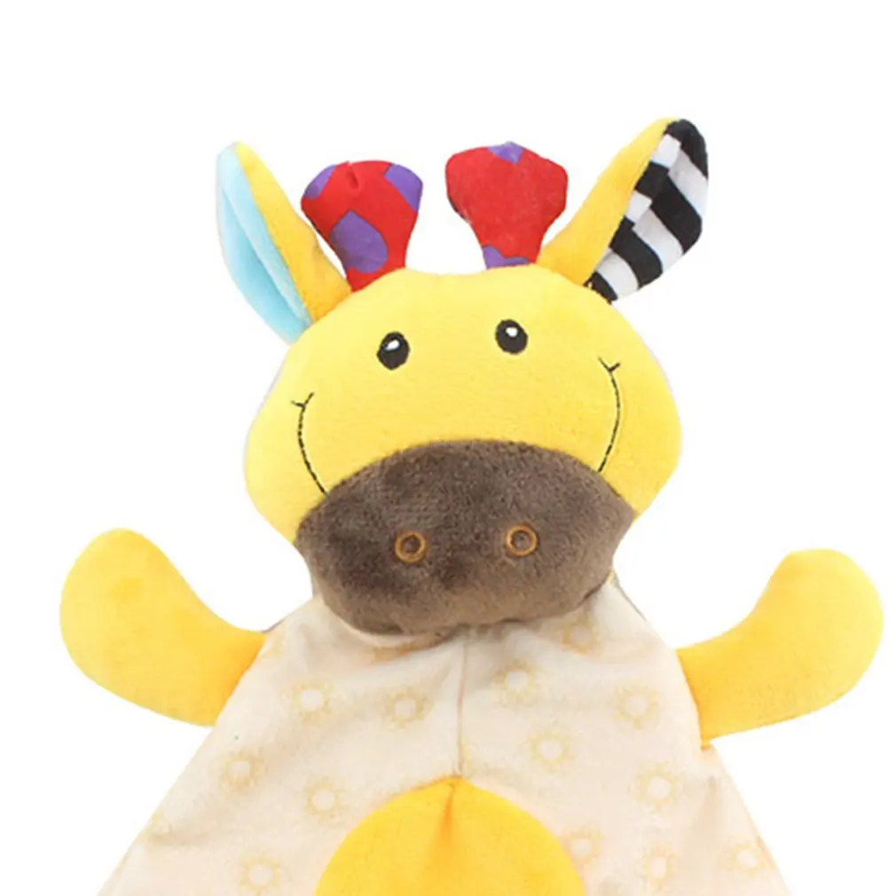 Cartoon Soft Plush Baby Soothing Towel with Bell Cartoon Animal Rattles Crib Pendant Toys for Stroller Infant Appease Doll