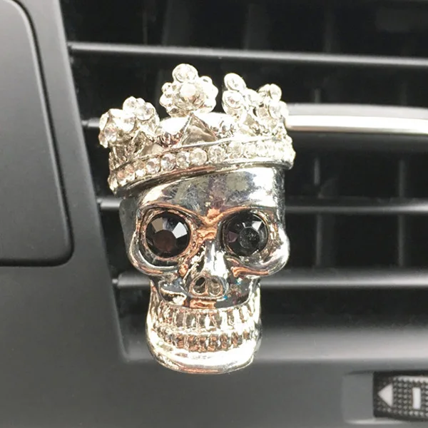 Серебристый Крутой череп украшение автомобиля ароматизатор для машины вентиляционное отверстие зажим для ароматизатора аромата автомобиля запах автомобиля аксессуары Авто - Название цвета: Серебристый
